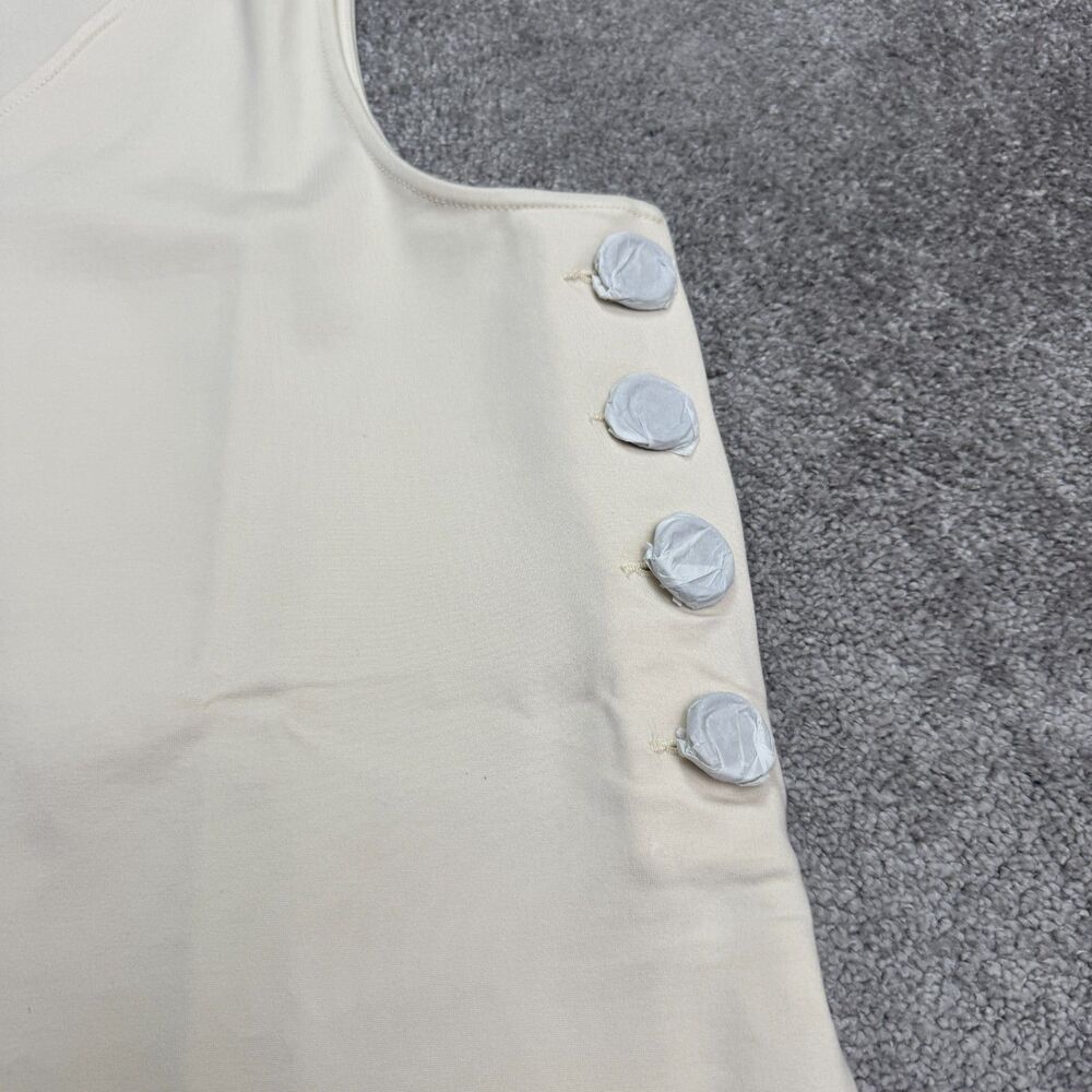 Betabrand Admiral Button Shift Dress Womens XL Ivory Sleeveless Pockets NWT - Picture 4 of 16
